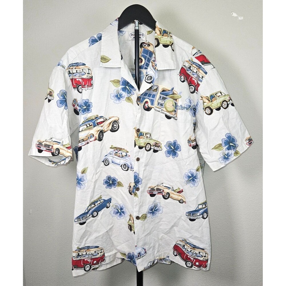 Pacific Legend Hawaii Shirt Mens XL White Hawaiian Camp Cars Surf VW Aloha